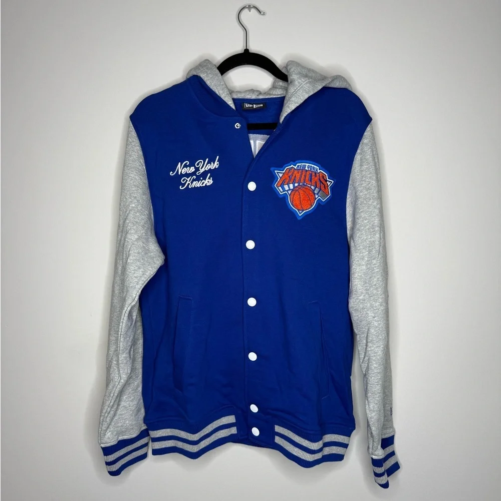 New York Knicks Throwback Prep Chenille Full Snap Hoodie - Picture 3 of 10